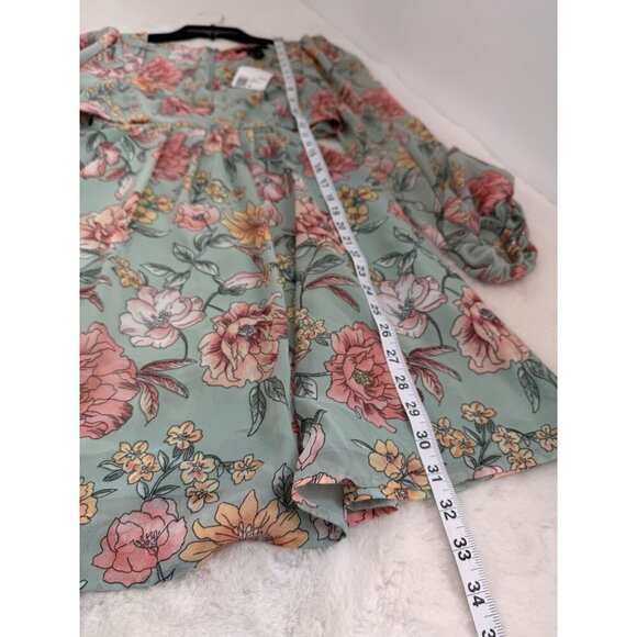 New Forever 21 Women's Size S Floral Print Cutout Waist Long-Sleeve Mini Dress - Picture 5 of 12